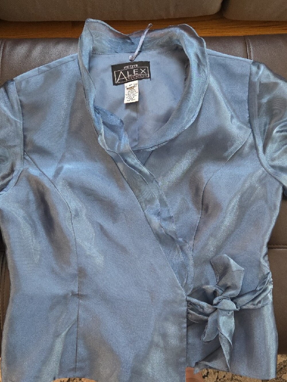 Alex Evenings Sheer Wrap Jacket in Slate Blue